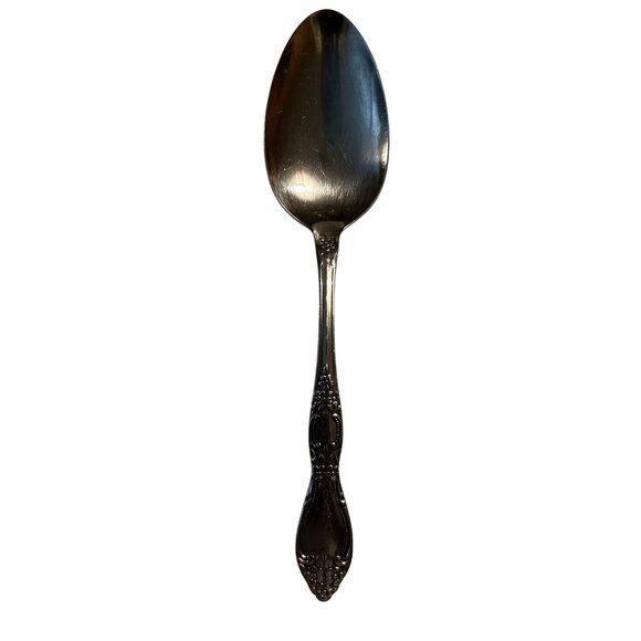 Oneida Silver Huntington Stainless Glossy serving Spoon floral glossy 8.25” - Picture 2 of 3